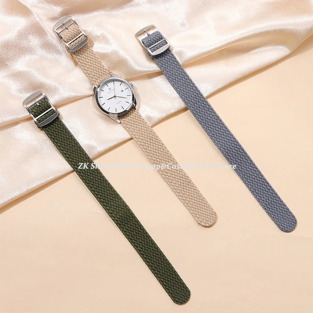 14mm 16mm 18mm 20mm 22mm Perlon Weave Band Nylon Watch Strap Fabric Woven Wristband Woven Women Men Bracelet Watch Accessories