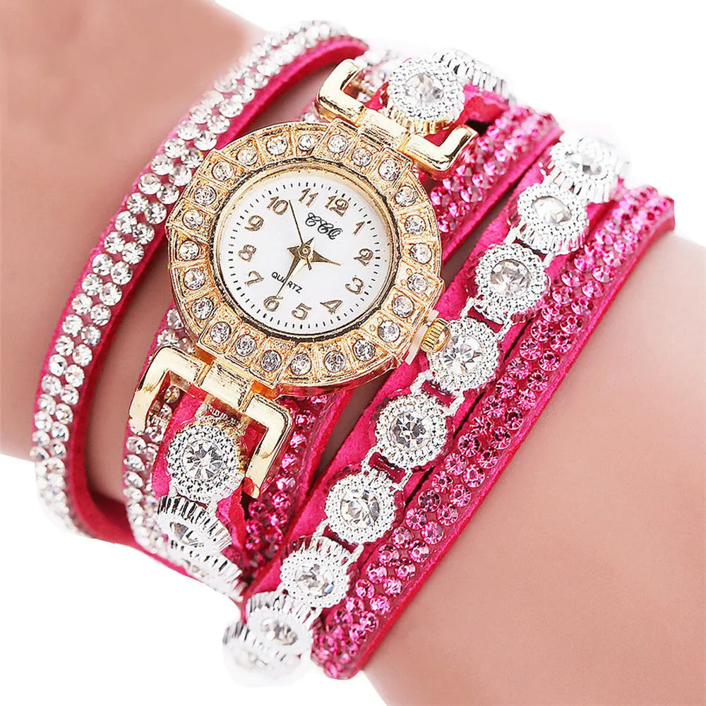 Women Watch Fashion Leather With Diamond Bracelets for Women Clock Ladies Watches Casual Fashion Noble Elegant Relogio Feminino
