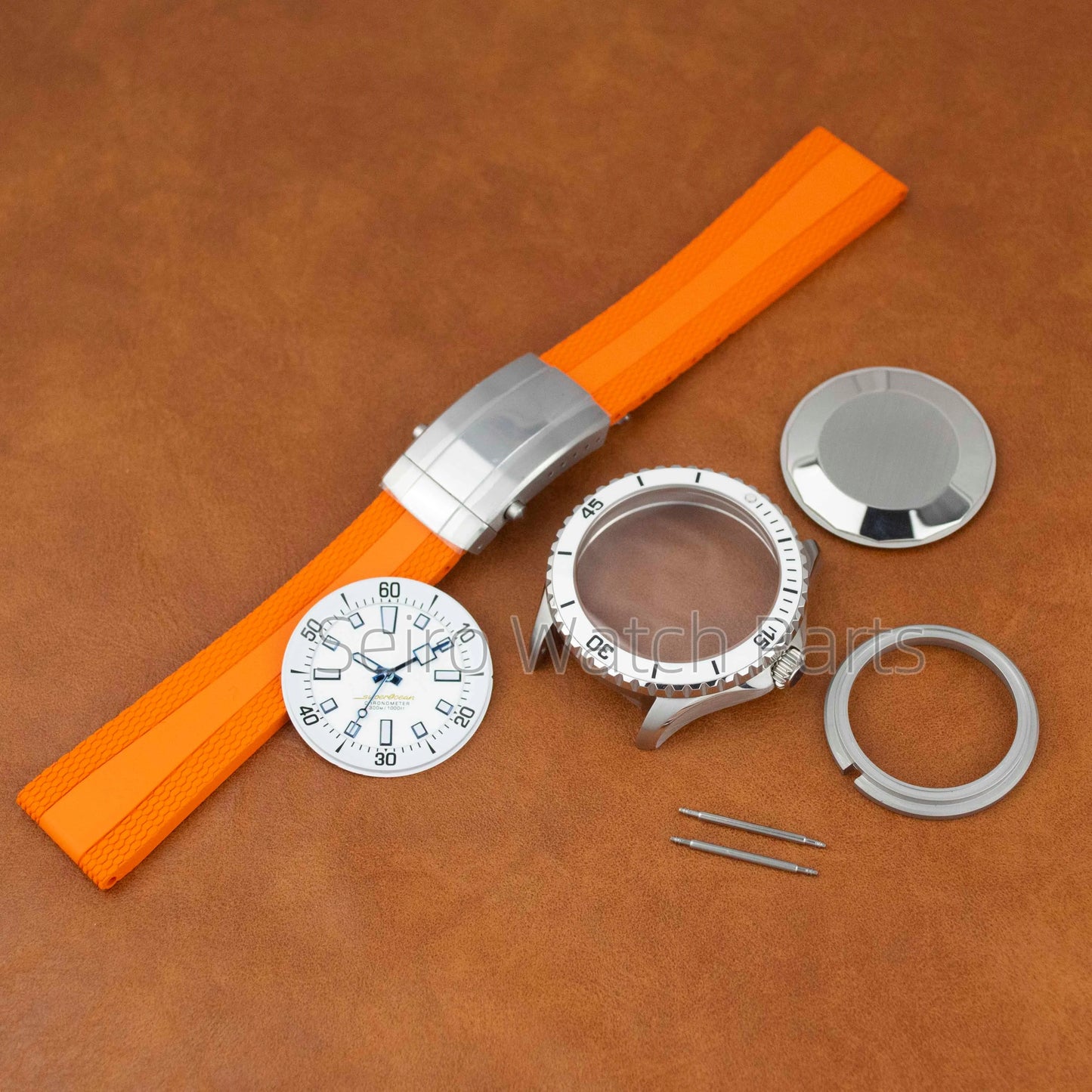 for SUPEROCEAN NH35 Case Rubber Strap Dial Hands 200m Dive Watch Men Stainless Steel Sapphire Crystal fit for NH35 NH36 Movement