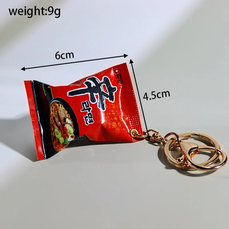 Creative Mini Indonesian Noodle Keychain Korean Ramen Instant Snack Food Toy Souvenir Spicy Mini Keyring Southeast Asian Cuisine