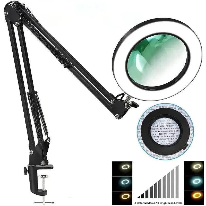 72LED 8X/10X NEW Illuminated Magnifier USB 3 Colors LED Magnifying Glass For Skincare Beauty/Table Lamp/Soldering Iron Repair