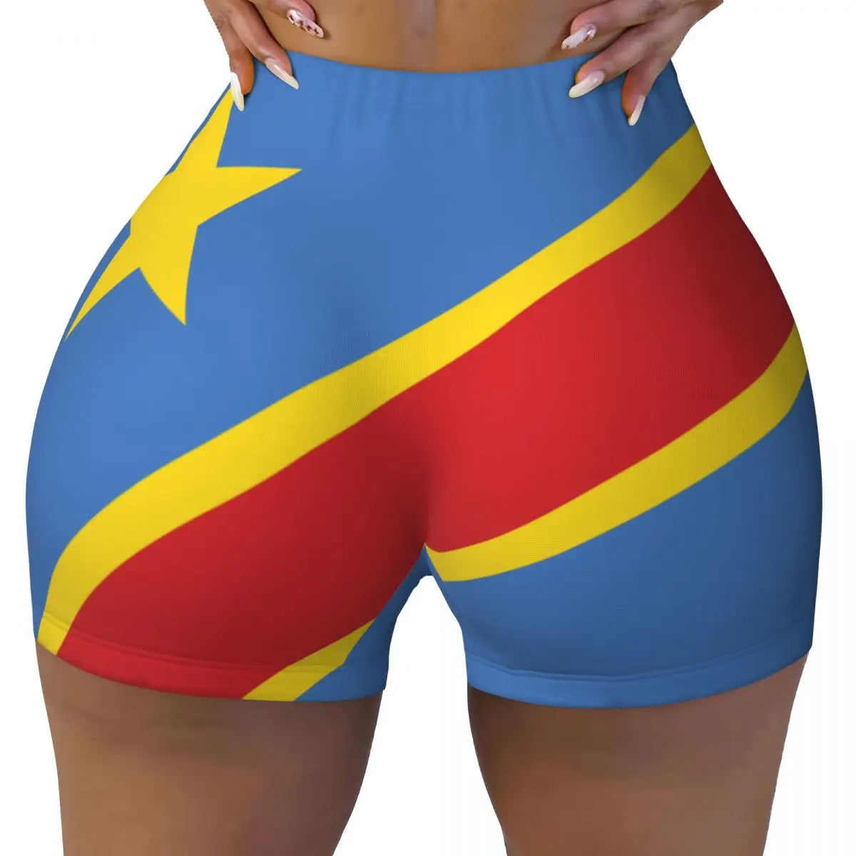 Women's Yoga Shorts Congo Flag Style Scrunch Booty Butt Lifting Comfort Fitness Gym