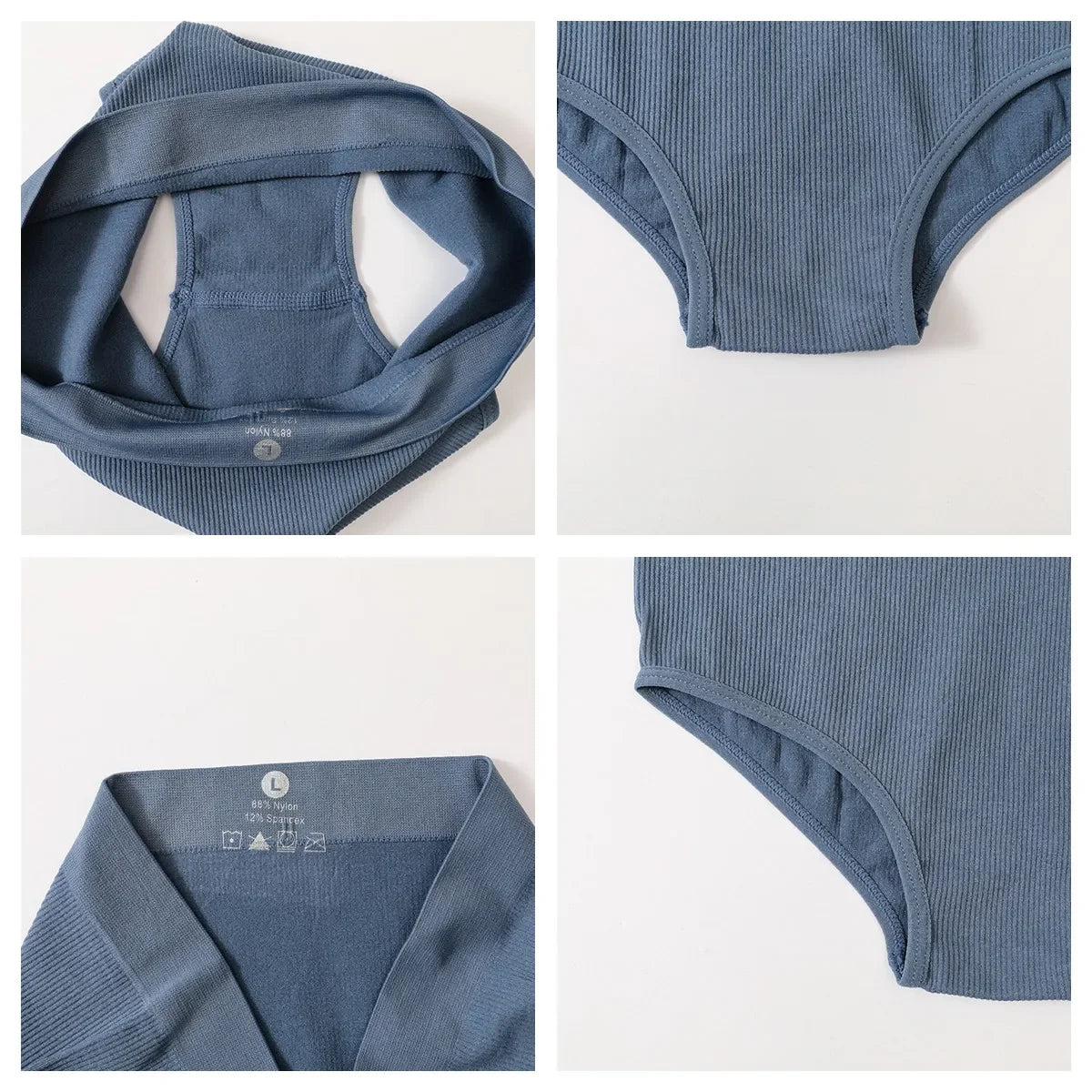 Women Seamless Bra Set Sexy Backless Ribbed High Waist Panties Female Lingerie Set Crop Top Seamless Briefs Underwear