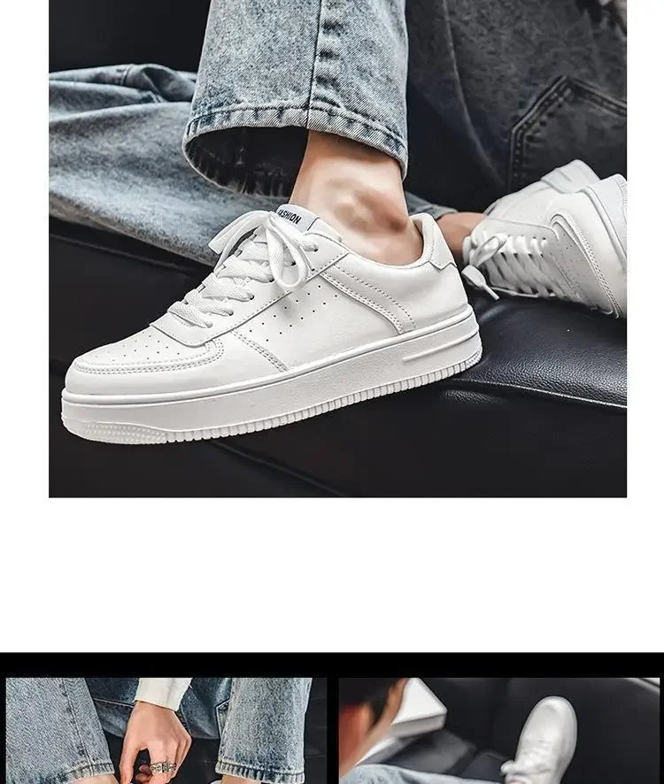 **2025 New White Shoes for Men's Spring Youth Casual Versatile Men's Shoes for Students Pure White Sports Board Shoes