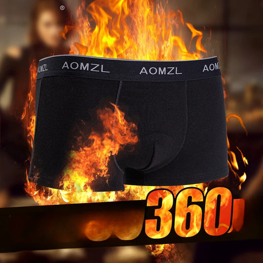 Mens Boxer Underwear Fleece-Lined High Waisted Winter Thickened Shorts U Convex Pouch Lingerie Underpants Breathable Panties