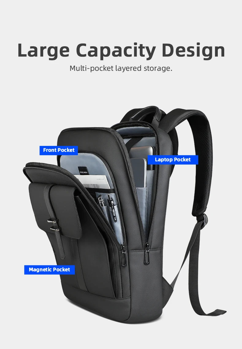 HcanKcan Men's Business Backpack Slim Waterproof 15.6 Inch Laptop Bag Casual College School Backpack Travel Rucksack Work Bags