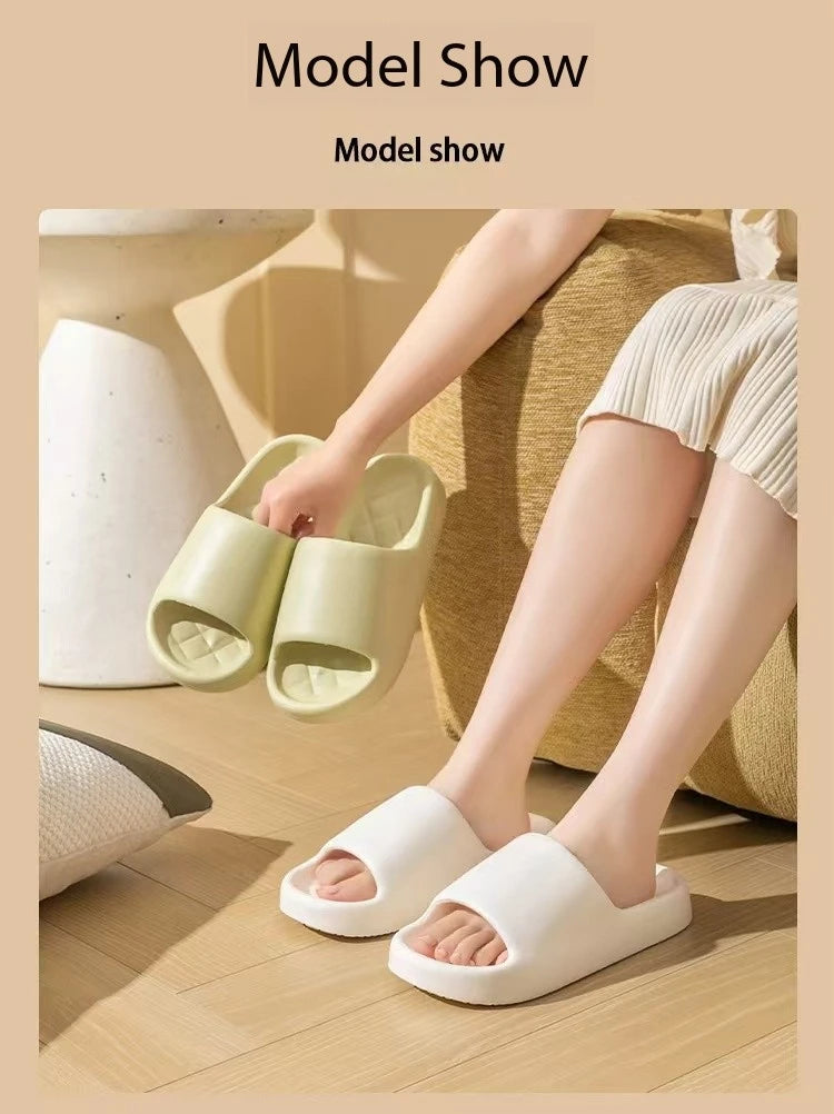 White Thick Platform Cloud Slippers Women Lightweight Soft Sole EVA Home Slides Woman Summer Comfort Non Slip Beach Flip Flops