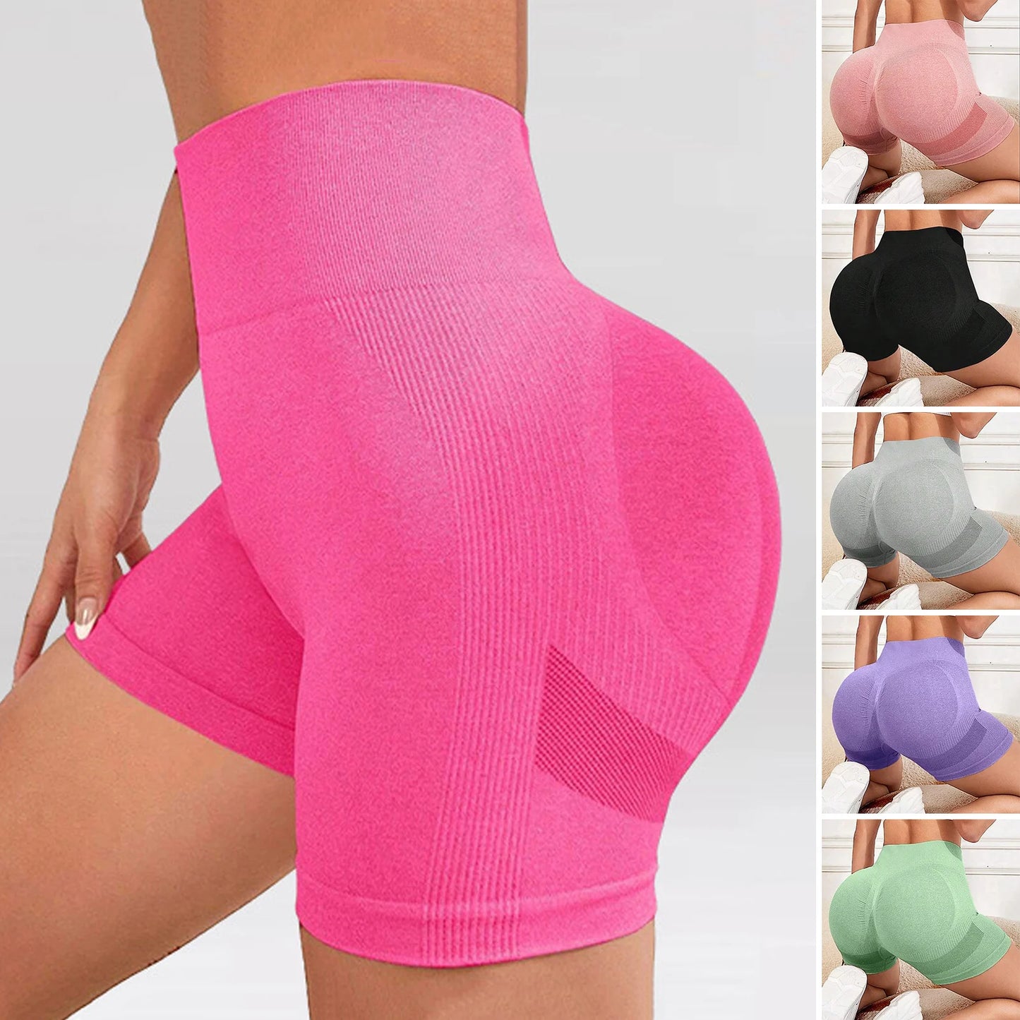 Yoga Shorts Women High Waist Push Up Sport Shorts Slim Workout Shorts with Side Drawstrings for Fitness Gym Training Cycling