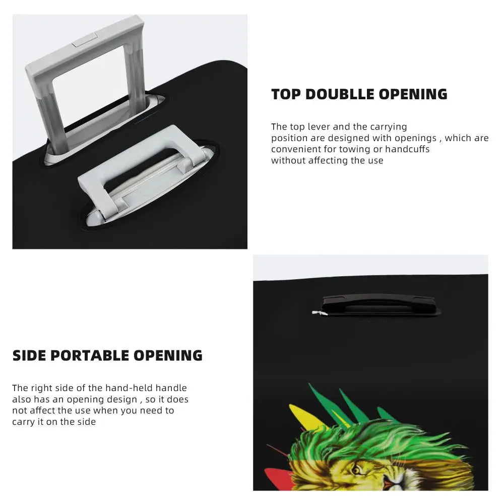 Custom Cute Jamaica Rasta Judah Lion Rastafari Flag Luggage Cover Protector Dust Proof Travel Suitcase Covers