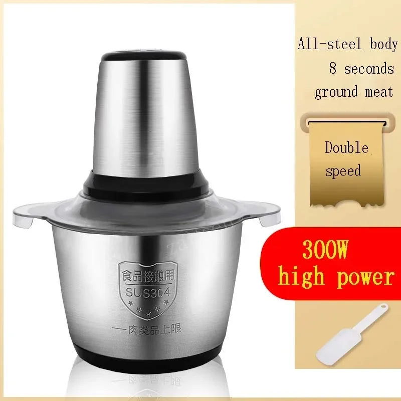 2 Speeds 30000W Stainless Steel 2L/3L Capacity Electric Chopper Meat Grinder Mincer Food Processor Slicer