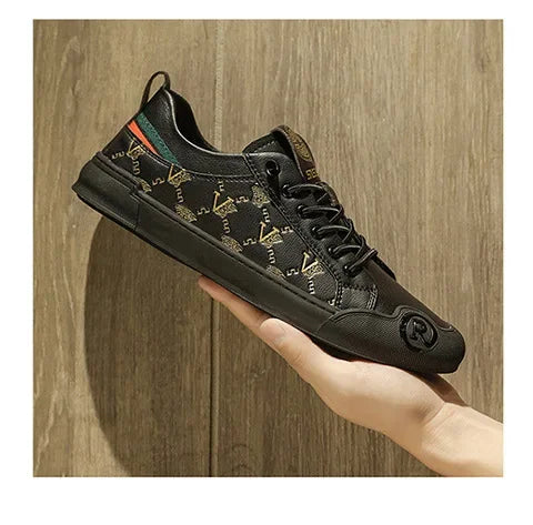 European Station Leather Fashion Men's Sneakers Men Shoes Man Embossed All Fashion Leather Red Casual Shoes for Men Men Shoes