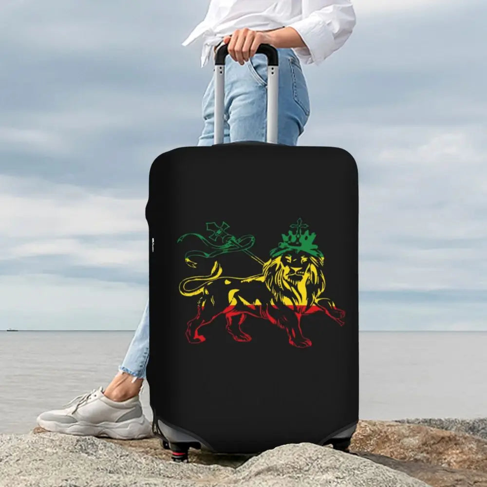 Custom Cute Jamaica Rasta Judah Lion Rastafari Flag Luggage Cover Protector Dust Proof Travel Suitcase Covers
