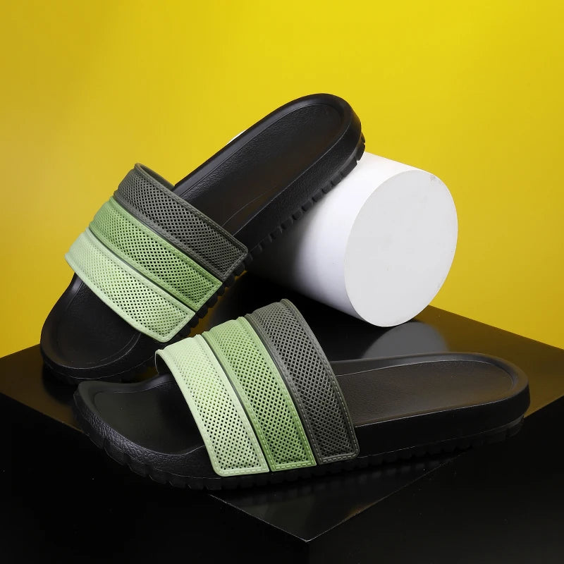 Summer Men Slippers Gradient Design Sandals Outdoor Clogs Soft Beach Slippers Comfortable Casual Indoor Home Shoe For Male 38-47