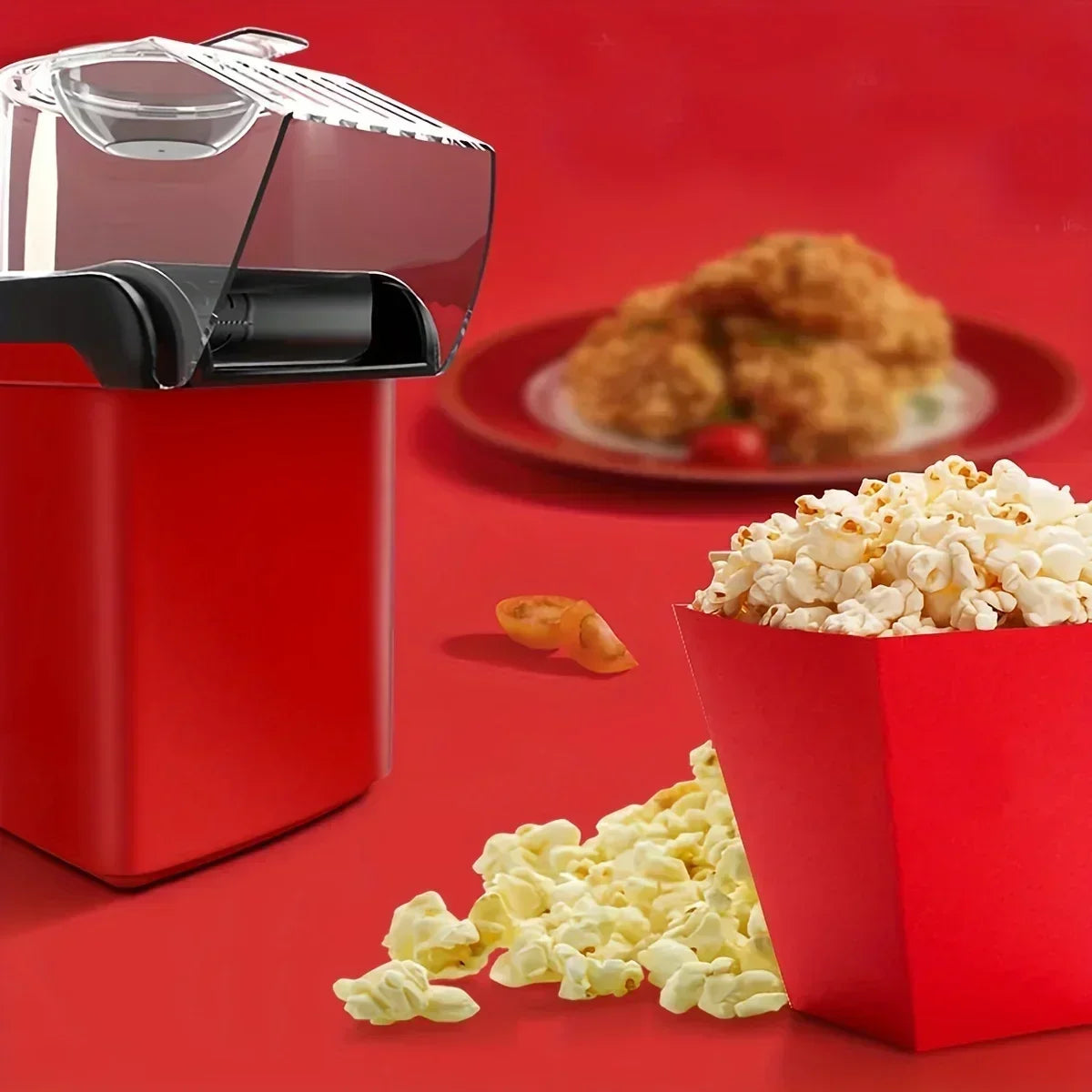 220V Compact Automatic Oil-free Home Popcorn Machine Small Kitchen Popcorn Maker Quick Healthy Snacking Easy Operation