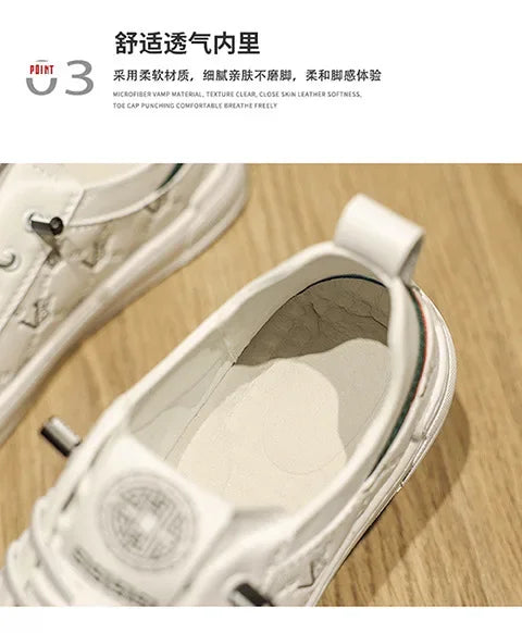 European Station Leather Fashion Men's Sneakers Men Shoes Man Embossed All Fashion Leather Red Casual Shoes for Men Men Shoes