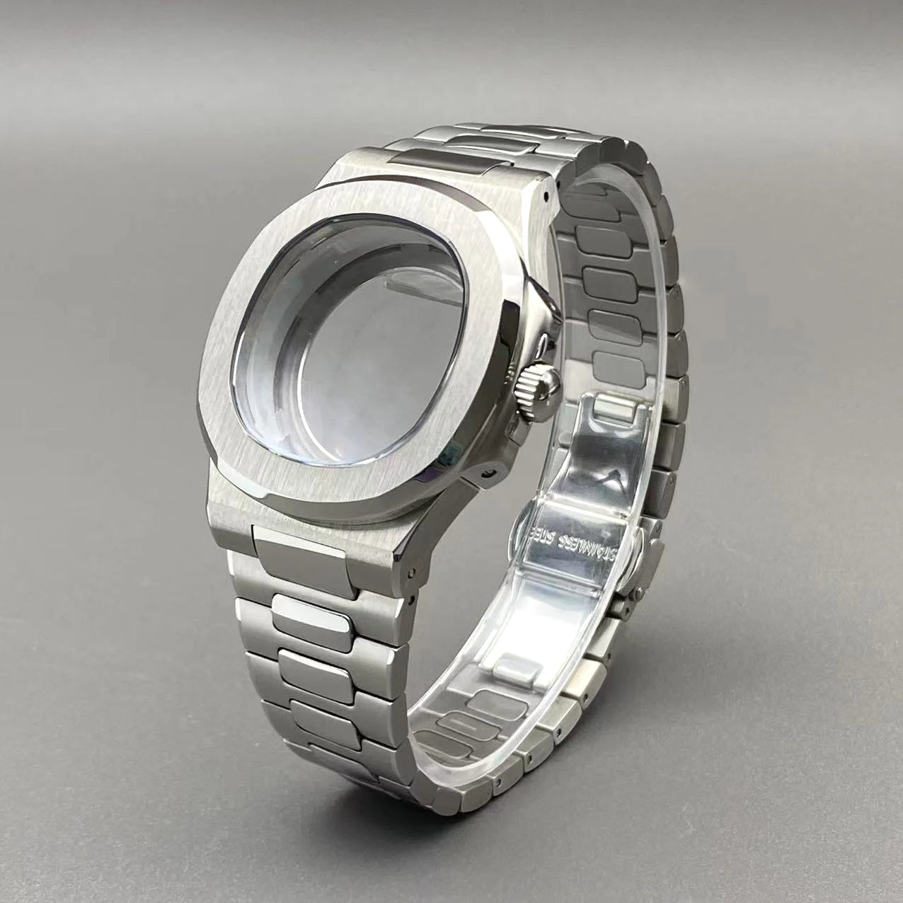 43mm Silver Stainless Steel for Nautilus Case NH35 NH36 NH38 4R Movements 30.5mm Dial Men Watch Repair Replacement Case NH35