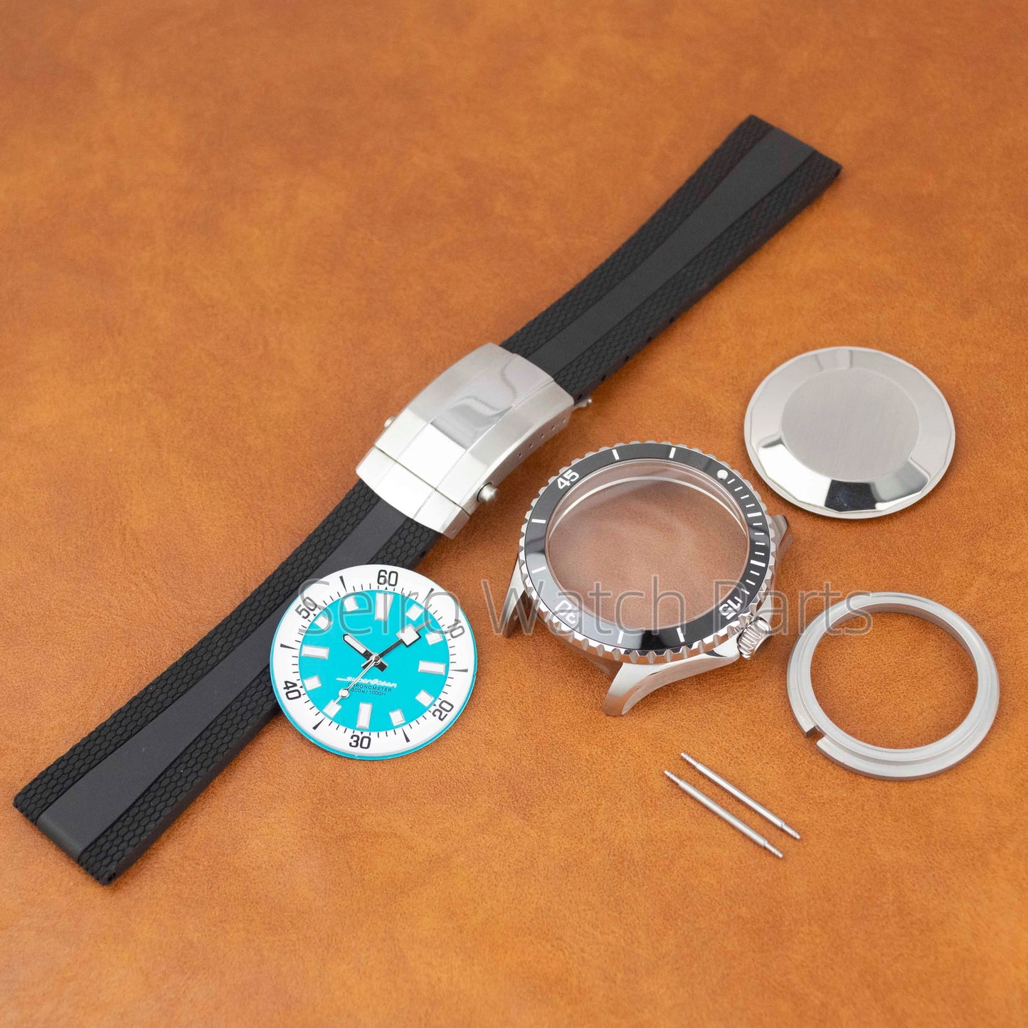 for SUPEROCEAN NH35 Case Rubber Strap Dial Hands 200m Dive Watch Men Stainless Steel Sapphire Crystal fit for NH35 NH36 Movement