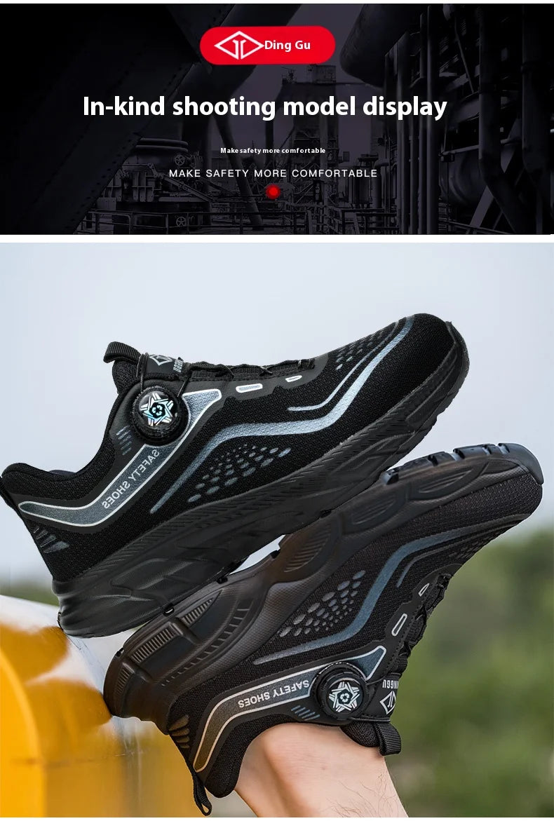 Rotating Button Men Shoes Security Sneakers Steel Toe Shoes Puncture-Proof work Shoes Anti-smash Sport Safety Shoes Protective