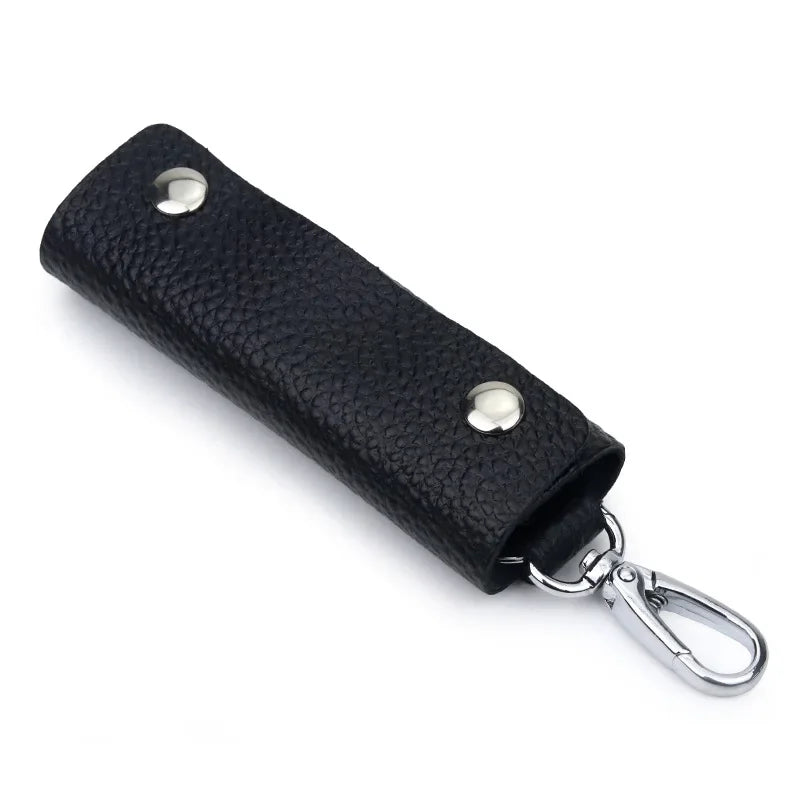 Genuine Leather Key Storage Bag Mini Universal Key Pack Housekeeper Metal Hook Key Holder Wallet for Men and Women