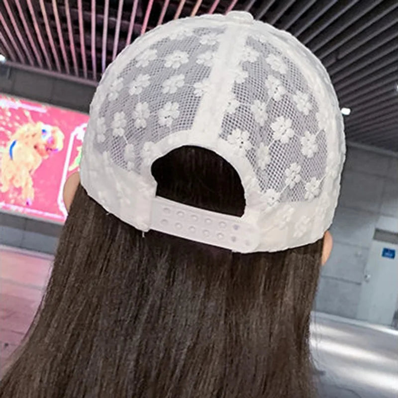 Women's Floral Lace Baseball Cap Adjustable Sun Protection Breathable Hat Polyester Fabric, Hand Wash or Dry Clean, Non-Stretch