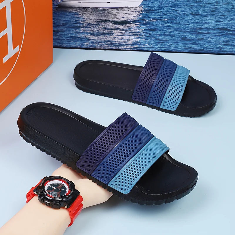 Summer Men Slippers Gradient Design Sandals Outdoor Clogs Soft Beach Slippers Comfortable Casual Indoor Home Shoe For Male 38-47
