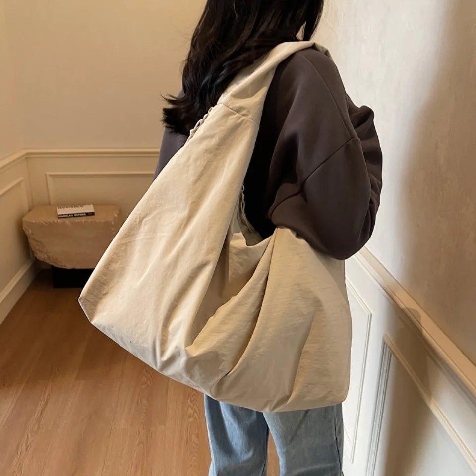 Japanese Fashion Casual Nylon Tote Bag Women 2025 New Style Trend All-match Large Capacity Underarm Bag Commuter Shoulder Bag