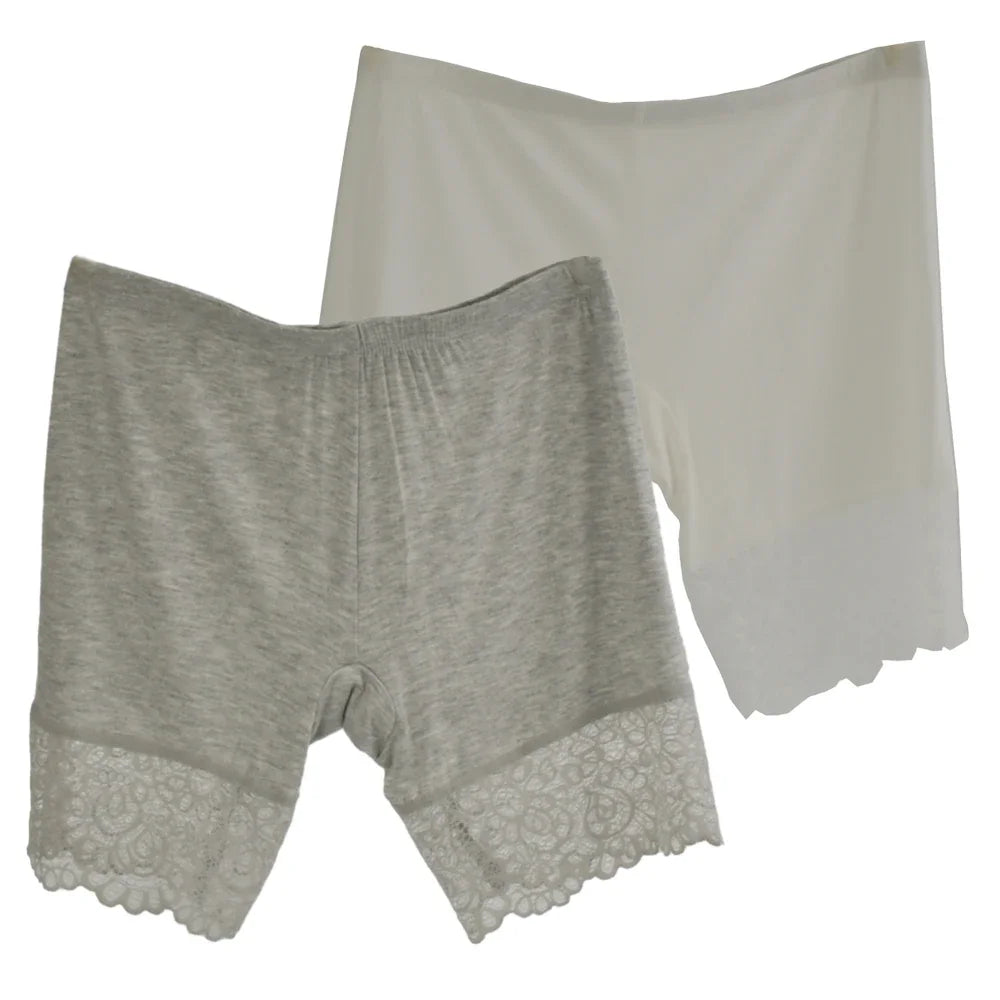 2Pcs Women Plus Big Size Safety With Lace Woman Panties Pants High Waist Shorts Under Female Summer Under Skirt Shorts Modal