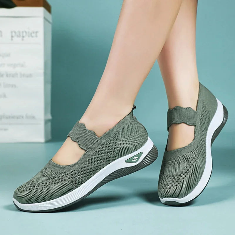Women Lightweight Breathable Mesh Sneakers Spring Summer Slip On Casual Sports Shoes Woman Plus Size Comfort Non Slip Flat Shoes