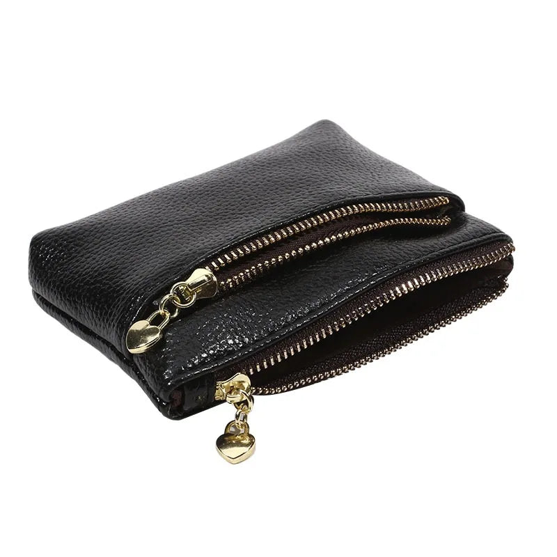 PU Leather Mini Coin Purse Card Holder for Women Zipper Coin Wallet Mini Wallet Ladies Double Zipper Coin Purse Key Wallets