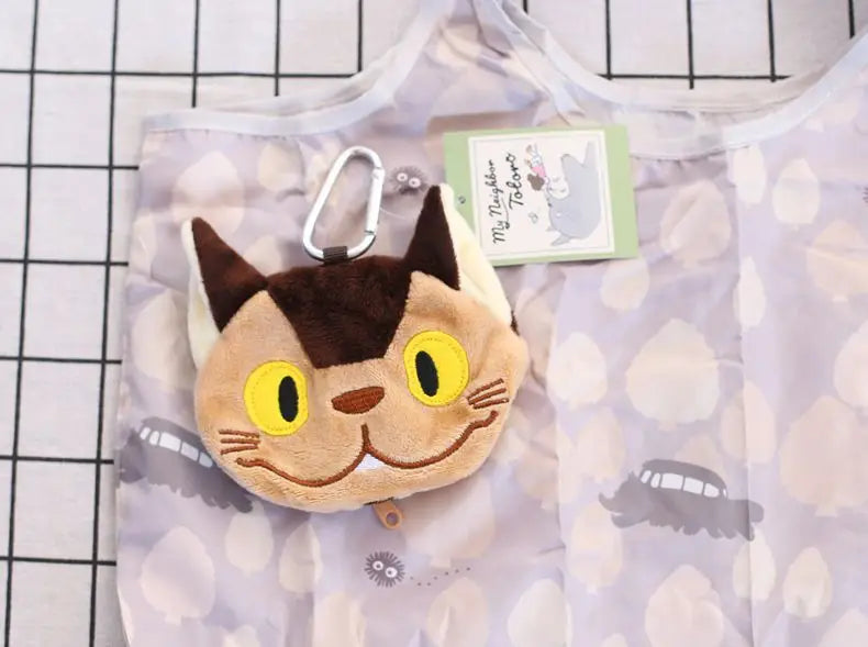 Anime Cartoon Foldable Shopping Bags Thick Nylon Large Tote Reusable Polyester Portable Shoulder Women's Handbags Folding Pouch