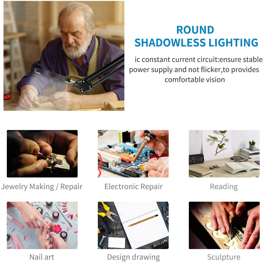 72LED 8X/10X NEW Illuminated Magnifier USB 3 Colors LED Magnifying Glass For Skincare Beauty/Table Lamp/Soldering Iron Repair