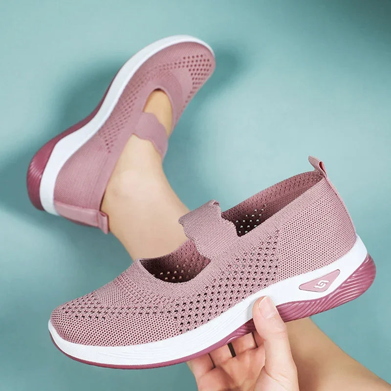 Women Lightweight Breathable Mesh Sneakers Spring Summer Slip On Casual Sports Shoes Woman Plus Size Comfort Non Slip Flat Shoes