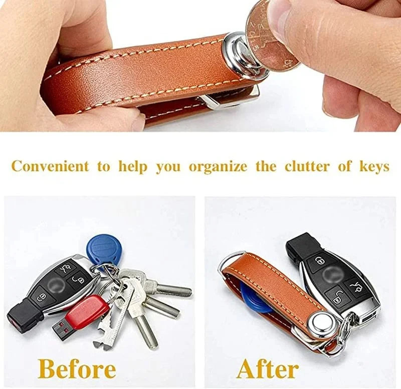 Car Key Pouch Bag Case Wallet Holder Chain Key Wallet Ring Collector Housekeeper Pocket Key Organizer Smart Leather Keychain