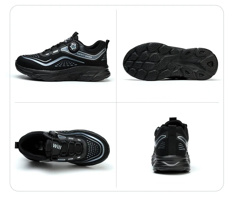 Rotating Button Men Shoes Security Sneakers Steel Toe Shoes Puncture-Proof work Shoes Anti-smash Sport Safety Shoes Protective