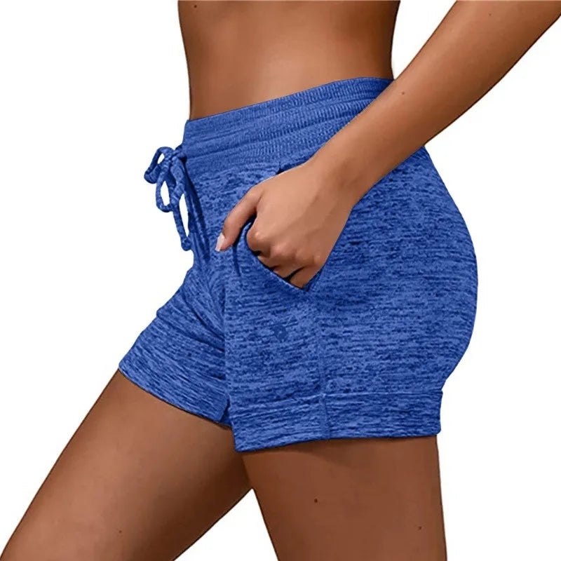Women's Shorts Elastic Drawstring Solid Sports Straight Pants Summer Lightweight Clothing Fashion Female Streetwear