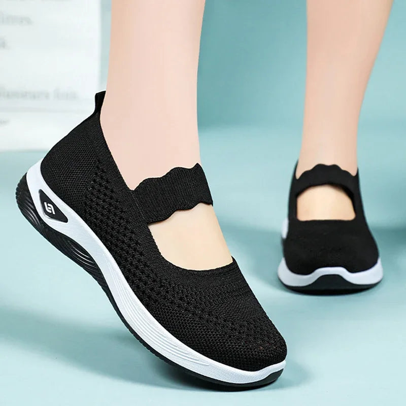 Women Lightweight Breathable Mesh Sneakers Spring Summer Slip On Casual Sports Shoes Woman Plus Size Comfort Non Slip Flat Shoes