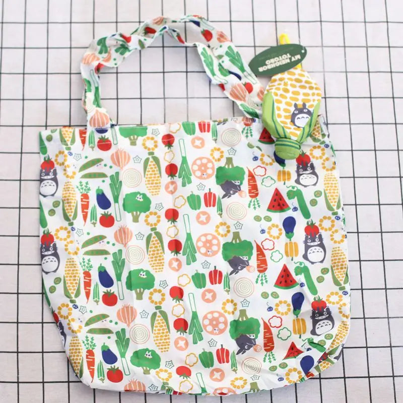 Anime Cartoon Foldable Shopping Bags Thick Nylon Large Tote Reusable Polyester Portable Shoulder Women's Handbags Folding Pouch