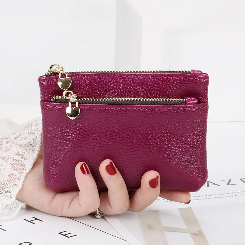 PU Leather Mini Coin Purse Card Holder for Women Zipper Coin Wallet Mini Wallet Ladies Double Zipper Coin Purse Key Wallets