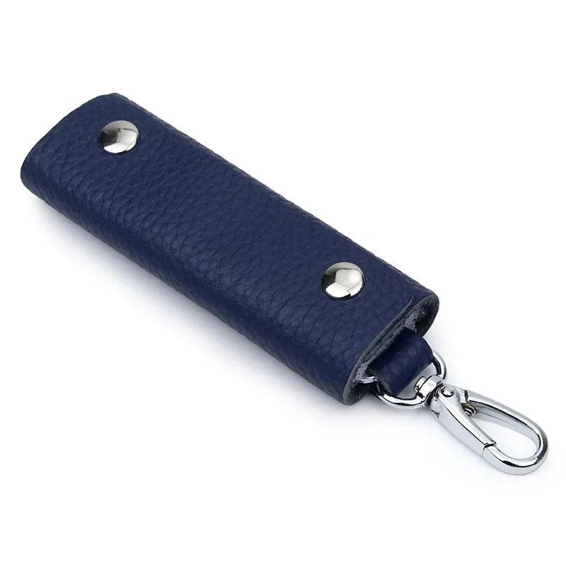 Genuine Leather Key Storage Bag Mini Universal Key Pack Housekeeper Metal Hook Key Holder Wallet for Men and Women