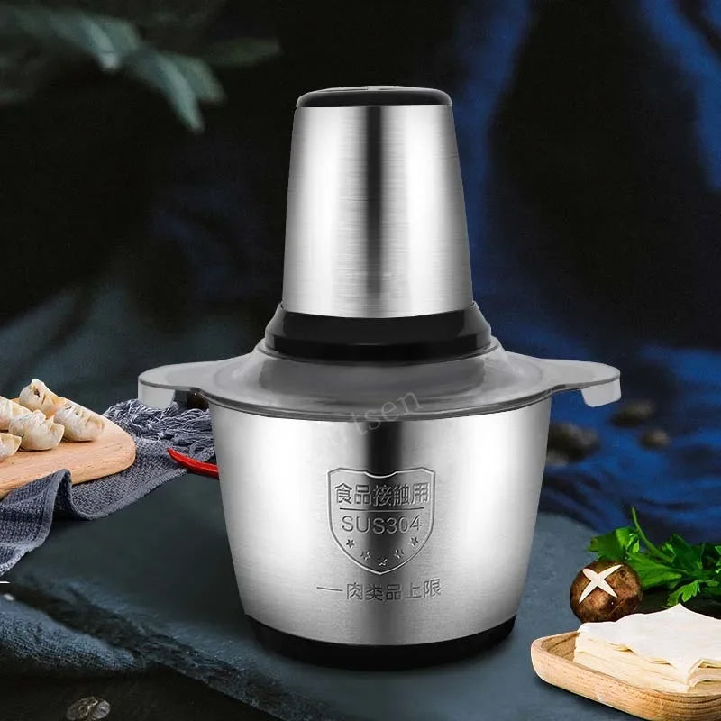 2 Speeds 30000W Stainless Steel 2L/3L Capacity Electric Chopper Meat Grinder Mincer Food Processor Slicer