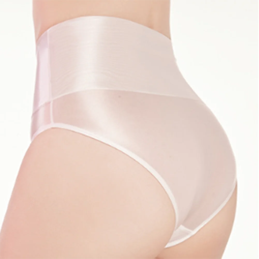 Women's Seamless Underwear Ultra-Thin Glossy Panties Knickers High Waist Transparent See Through Shiny Sheer Underpants