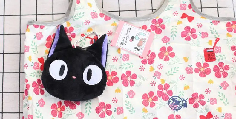 Anime Cartoon Foldable Shopping Bags Thick Nylon Large Tote Reusable Polyester Portable Shoulder Women's Handbags Folding Pouch