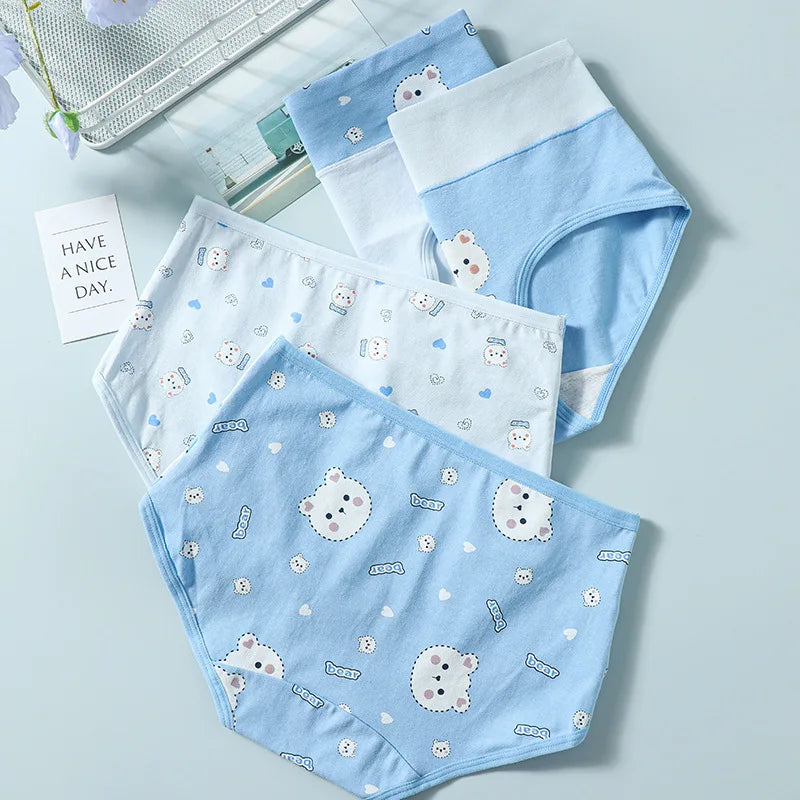 Fashion Print 4Pcs High Waist Cotton Panties Women Body Shaper Underwear Breathable Cute Girls Briefs Slimming Female Lingerie