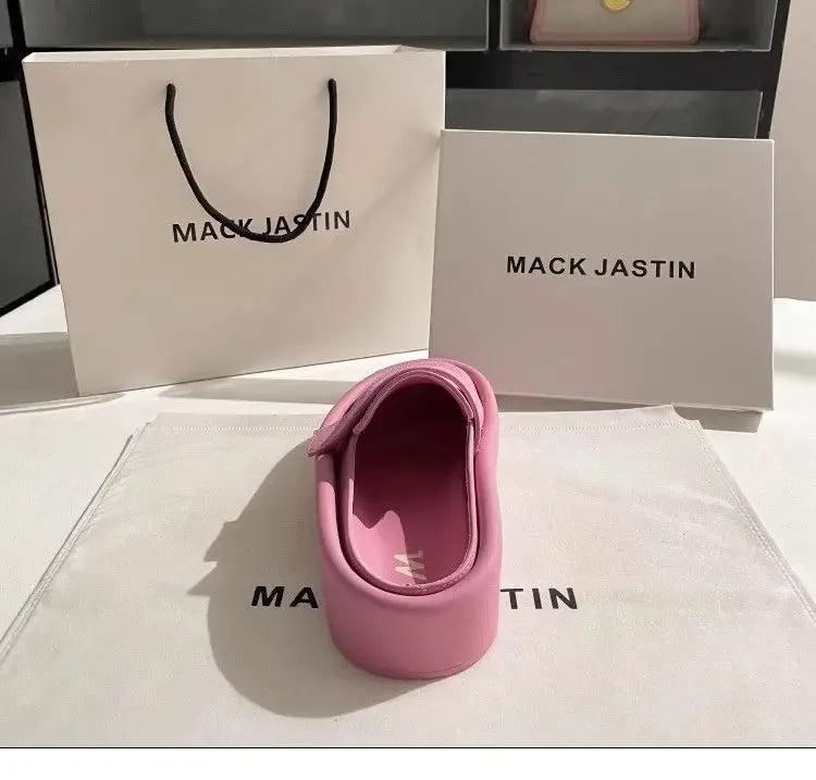 Spring/Summer Soft Bottom Women Slippers Fashionable Outdoor Retro Roman Sandals Casual Lazy Baotou Thick Bottom Half Slippers