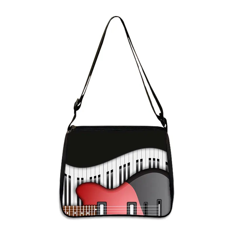 Music Note Print Handbags Women Causal Shoulder Bags Piano Guitar Crossbody Bag Girls Satchel Fashion Messenger Bag Gift