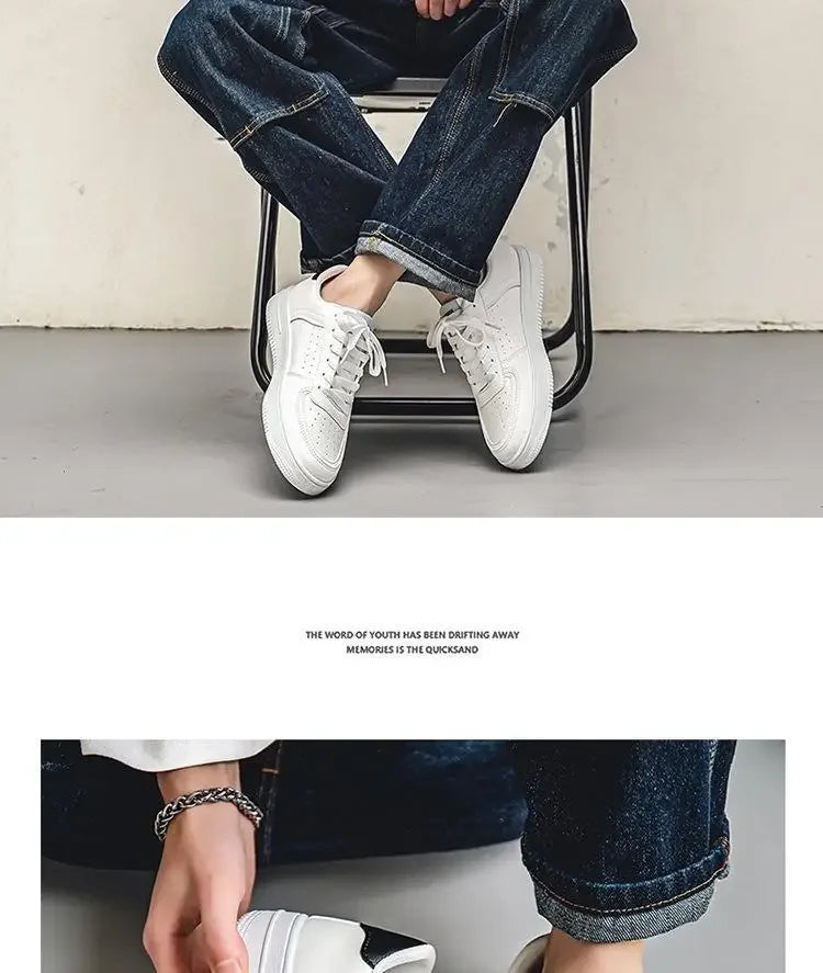 **2025 New White Shoes for Men's Spring Youth Casual Versatile Men's Shoes for Students Pure White Sports Board Shoes