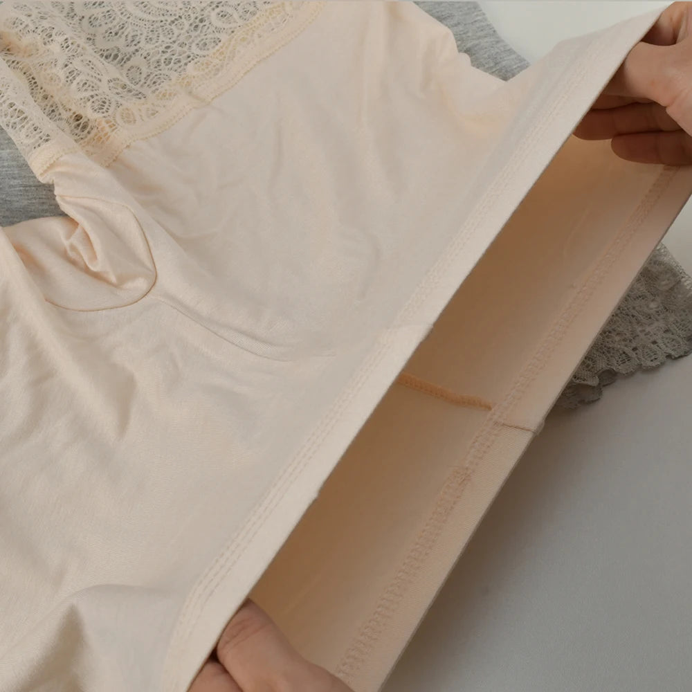 2Pcs Women Plus Big Size Safety With Lace Woman Panties Pants High Waist Shorts Under Female Summer Under Skirt Shorts Modal