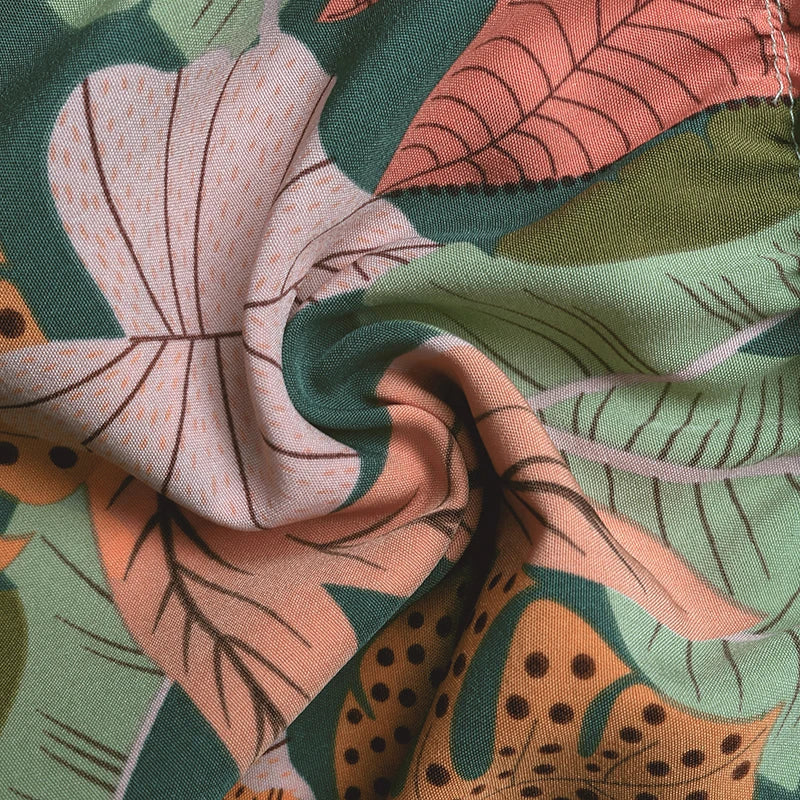 Tropical plant print faux style shorts for women in the summer of 2025, with a loose and comfortable waist