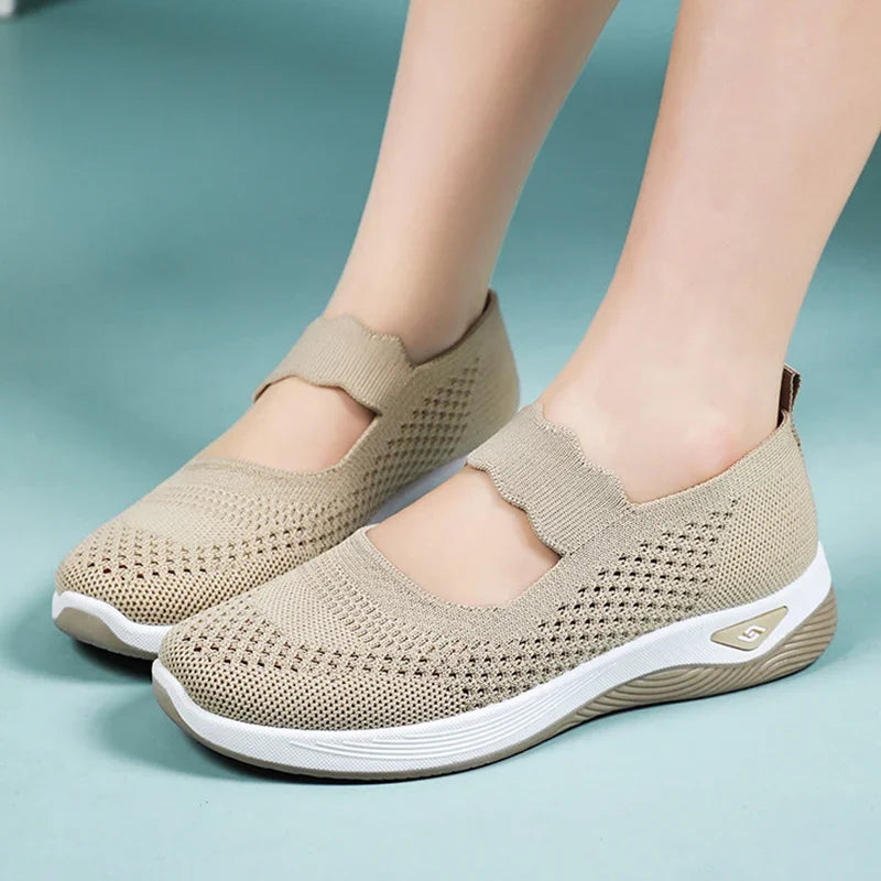 Women Lightweight Breathable Mesh Sneakers Spring Summer Slip On Casual Sports Shoes Woman Plus Size Comfort Non Slip Flat Shoes