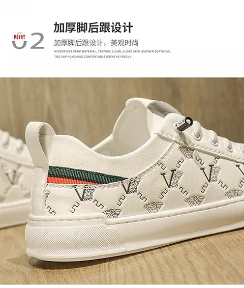 European Station Leather Fashion Men's Sneakers Men Shoes Man Embossed All Fashion Leather Red Casual Shoes for Men Men Shoes